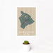 12x18 Island of Hawai'i Hawaii Map Print Portrait Orientation in Afternoon Style With Small Cactus Plant in White Planter