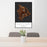 24x36 Island of Hawai'i Hawaii Map Print Portrait Orientation in Ember Style Behind 2 Chairs Table and Potted Plant