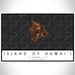 Island of Hawai'i Hawaii Map Print Landscape Orientation in Ember Style With Shaded Background