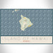 Island of Hawai'i Hawaii Map Print Landscape Orientation in Woodblock Style With Shaded Background