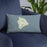 Custom Island of Hawai'i Hawaii Map Throw Pillow in Woodblock on Blue Colored Chair