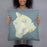 Person holding 18x18 Custom Island of Hawai'i Hawaii Map Throw Pillow in Woodblock