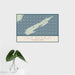16x24 Isle Royale National Park Map Print Landscape Orientation in Woodblock Style With Tropical Plant Leaves in Water