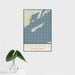 16x24 Isle Royale National Park Map Print Portrait Orientation in Woodblock Style With Tropical Plant Leaves in Water