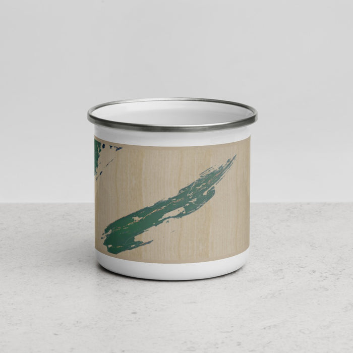 Front View Custom Isle Royale National Park Map Enamel Mug in Afternoon
