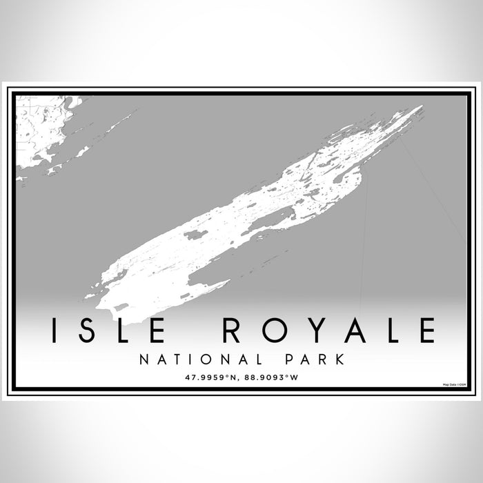 Isle Royale National Park Map Print Landscape Orientation in Classic Style With Shaded Background