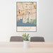 24x36 Islip New York Map Print Portrait Orientation in Woodblock Style Behind 2 Chairs Table and Potted Plant