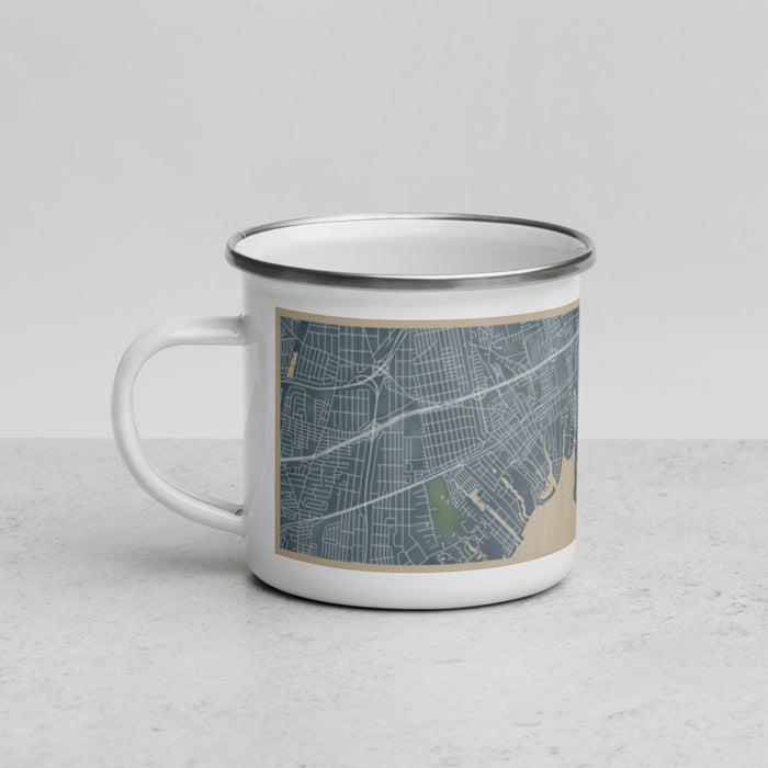 Left View Custom Islip New York Map Enamel Mug in Afternoon