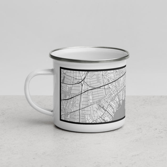 Left View Custom Islip New York Map Enamel Mug in Classic