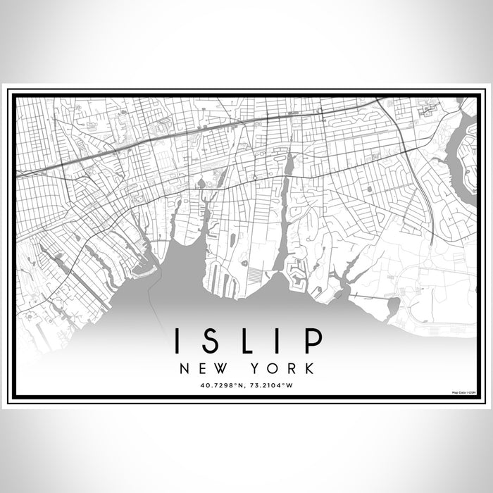 Islip New York Map Print Landscape Orientation in Classic Style With Shaded Background