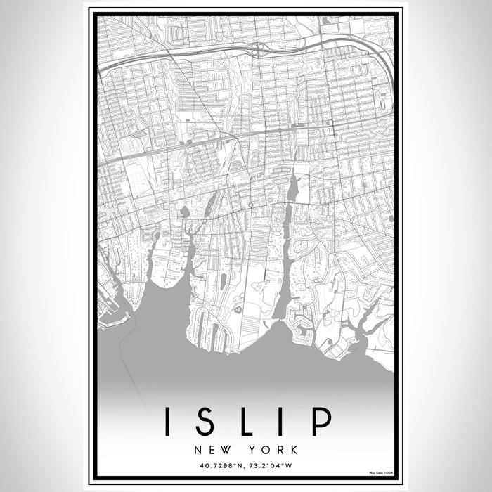 Islip New York Map Print Portrait Orientation in Classic Style With Shaded Background