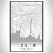 Islip New York Map Print Portrait Orientation in Classic Style With Shaded Background