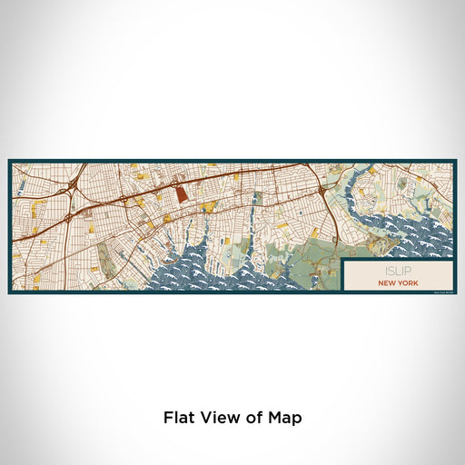 Flat View of Map Custom Islip New York Map Enamel Mug in Woodblock