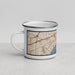 Left View Custom Islip New York Map Enamel Mug in Woodblock