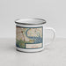 Right View Custom Islip New York Map Enamel Mug in Woodblock
