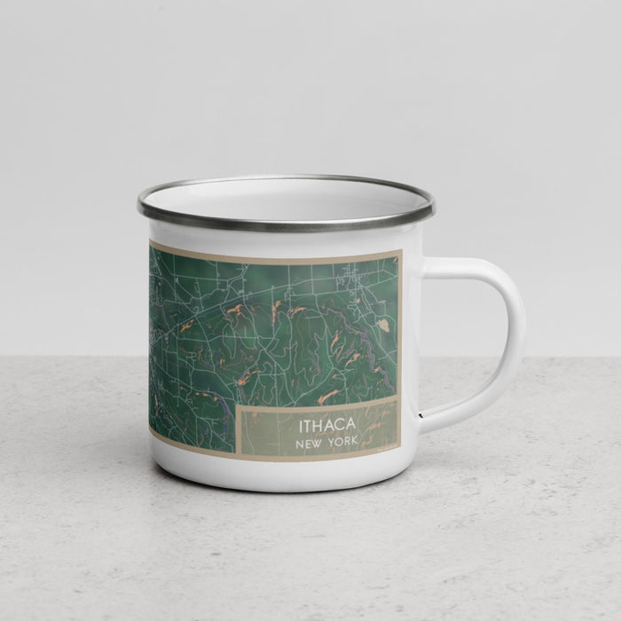 Right View Custom Ithaca New York Map Enamel Mug in Afternoon