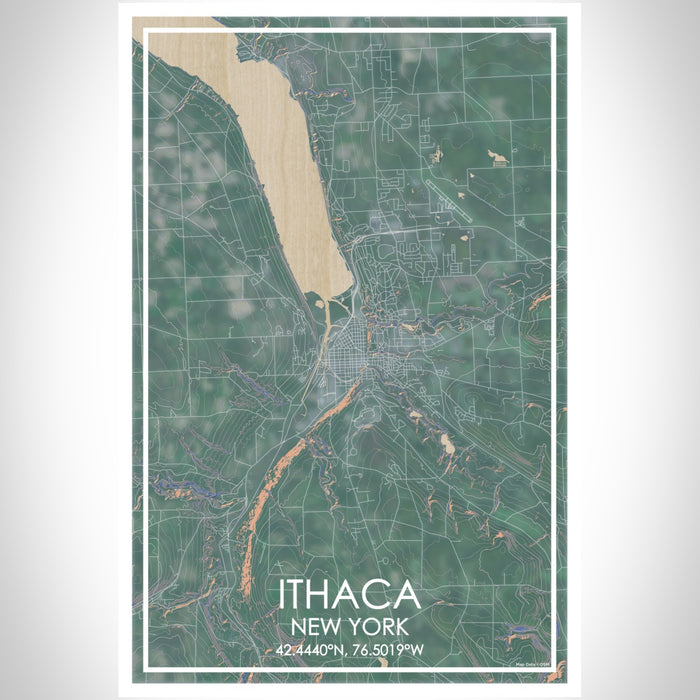 Ithaca New York Map Print Portrait Orientation in Afternoon Style With Shaded Background