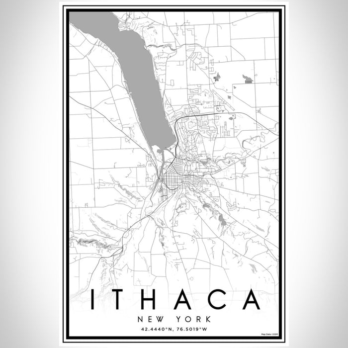 Ithaca New York Map Print Portrait Orientation in Classic Style With Shaded Background