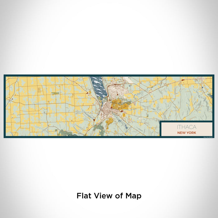 Flat View of Map Custom Ithaca New York Map Enamel Mug in Woodblock