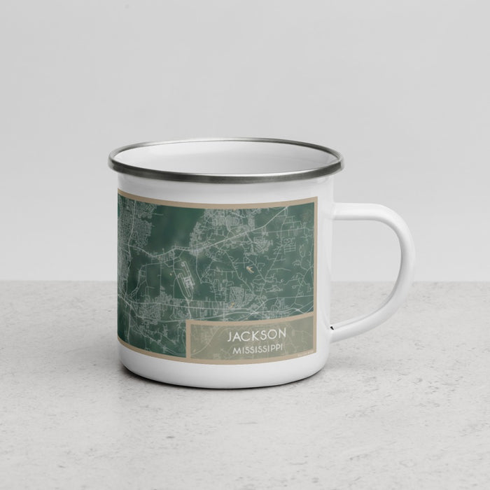 Right View Custom Jackson Mississippi Map Enamel Mug in Afternoon