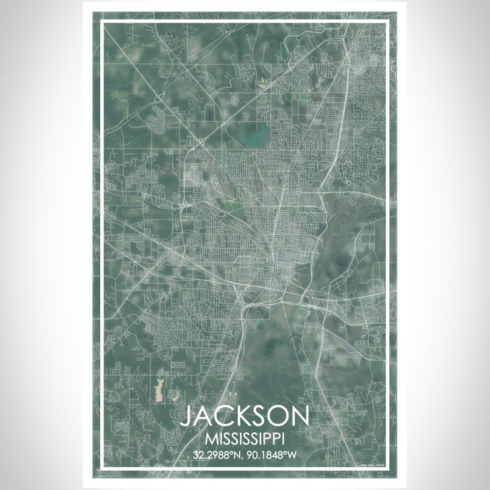 Jackson Mississippi Map Print Portrait Orientation in Afternoon Style With Shaded Background
