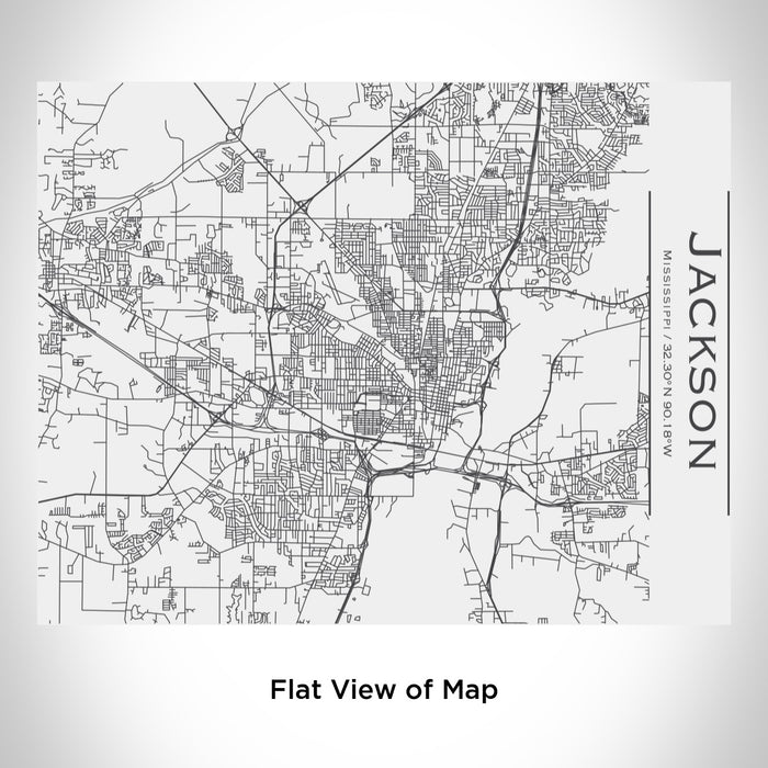 Rendered View of Jackson Mississippi Map Engraving on 20oz Stainless Steel Insulated Bottle with Bamboo Top in White