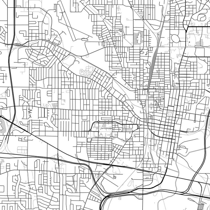 Jackson Mississippi Map Print in Classic Style Zoomed In Close Up Showing Details
