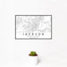 12x18 Jackson Mississippi Map Print Landscape Orientation in Classic Style With Small Cactus Plant in White Planter