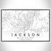 Jackson Mississippi Map Print Landscape Orientation in Classic Style With Shaded Background