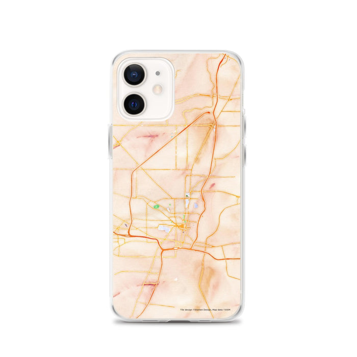 Custom Jackson Mississippi Map iPhone 12 Phone Case in Watercolor