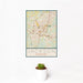 12x18 Jackson Mississippi Map Print Portrait Orientation in Woodblock Style With Small Cactus Plant in White Planter