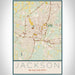Jackson Mississippi Map Print Portrait Orientation in Woodblock Style With Shaded Background