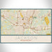 Jackson Mississippi Map Print Landscape Orientation in Woodblock Style With Shaded Background