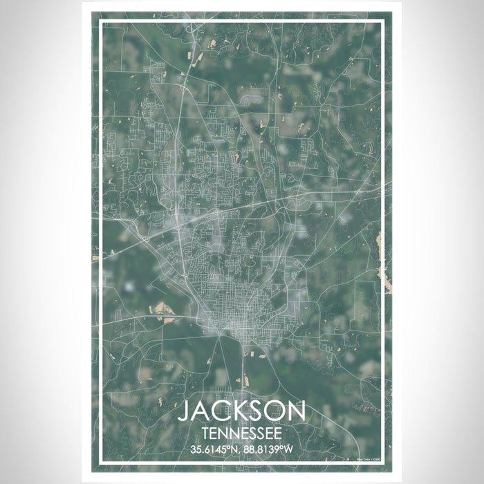 Jackson Tennessee Map Print Portrait Orientation in Afternoon Style With Shaded Background