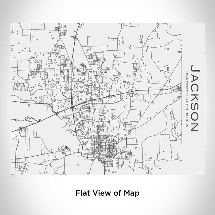 Rendered View of Jackson Tennessee Map Engraving on 20oz Stainless Steel Insulated Bottle with Bamboo Top in White