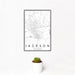 12x18 Jackson Tennessee Map Print Portrait Orientation in Classic Style With Small Cactus Plant in White Planter