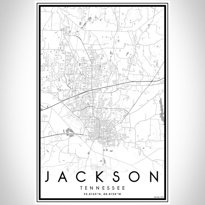 Jackson Tennessee Map Print Portrait Orientation in Classic Style With Shaded Background