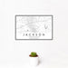 12x18 Jackson Tennessee Map Print Landscape Orientation in Classic Style With Small Cactus Plant in White Planter