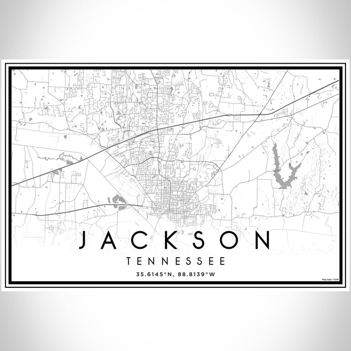 Jackson Tennessee Map Print Landscape Orientation in Classic Style With Shaded Background