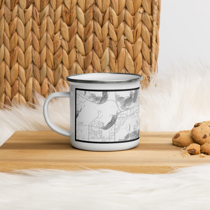 Left View Custom Jackson Wyoming Map Enamel Mug in Classic on Table Top