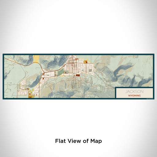 Flat View of Map Custom Jackson Wyoming Map Enamel Mug in Woodblock