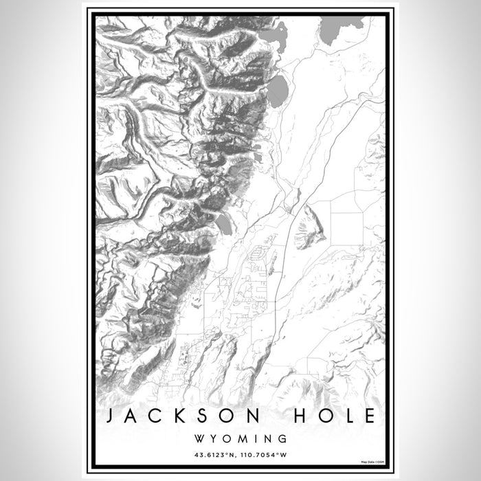 Jackson Hole Wyoming Map Print Portrait Orientation in Classic Style With Shaded Background
