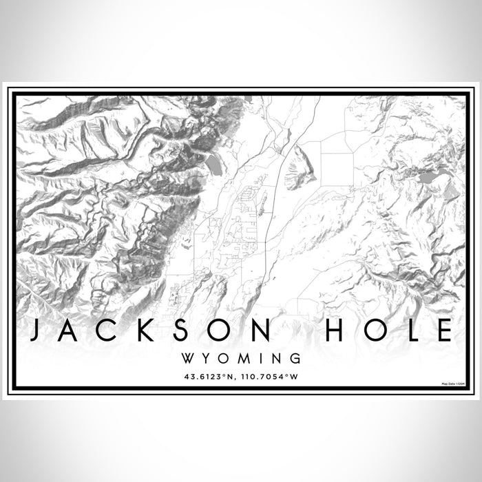 Jackson Hole Wyoming Map Print Landscape Orientation in Classic Style With Shaded Background