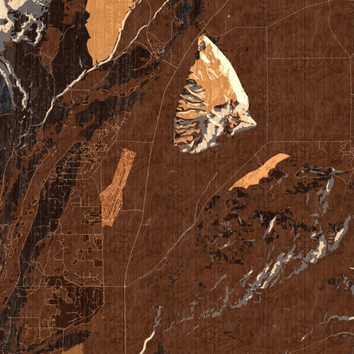 Jackson Hole Wyoming Map Print in Ember Style Zoomed In Close Up Showing Details