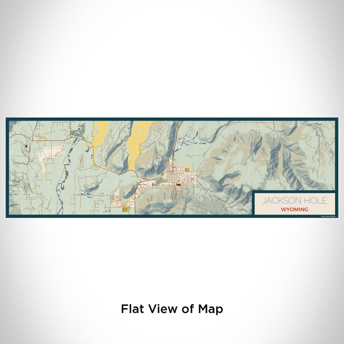 Flat View of Map Custom Jackson Hole Wyoming Map Enamel Mug in Woodblock
