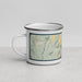Left View Custom Jackson Hole Wyoming Map Enamel Mug in Woodblock