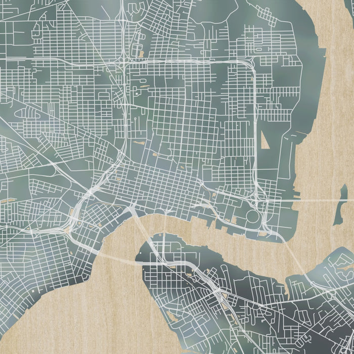 Jacksonville Florida Map Print in Afternoon Style Zoomed In Close Up Showing Details