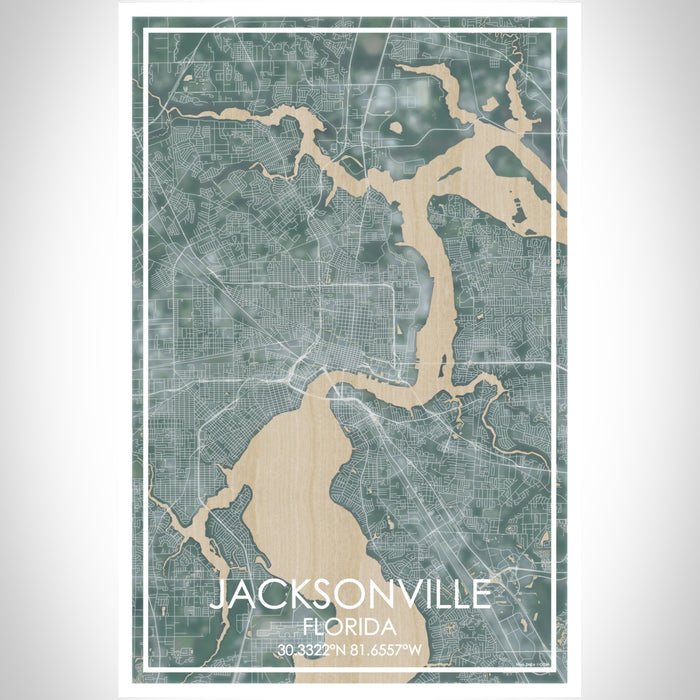 Jacksonville Florida Map Print Portrait Orientation in Afternoon Style With Shaded Background