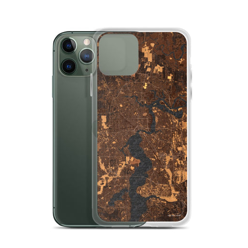 Custom Jacksonville Florida Map Phone Case in Ember on Table with Laptop and Plant