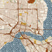 Jacksonville Florida Map Print in Woodblock Style Zoomed In Close Up Showing Details